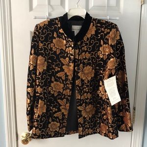 Black and gold brocade button-front jacket SALE!
